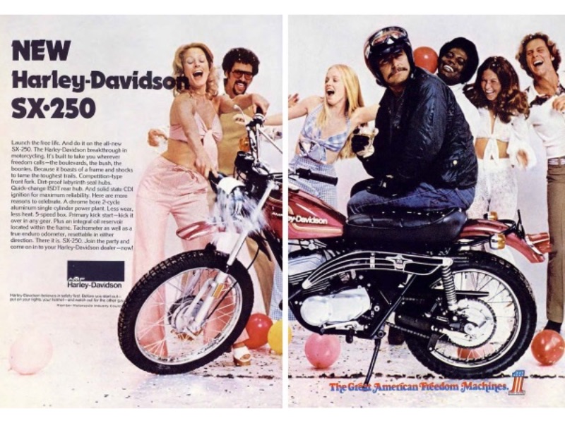 We review the evolution of motorcycle advertising