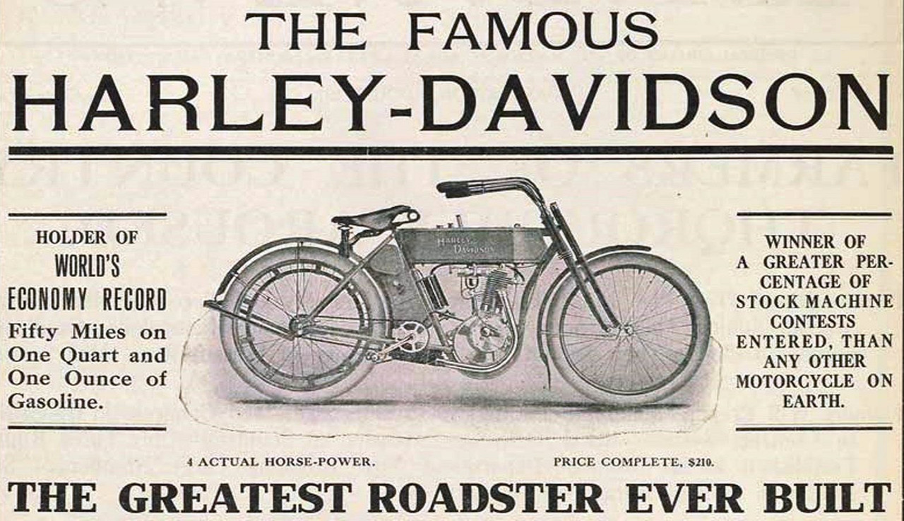 We review the evolution of motorcycle advertising