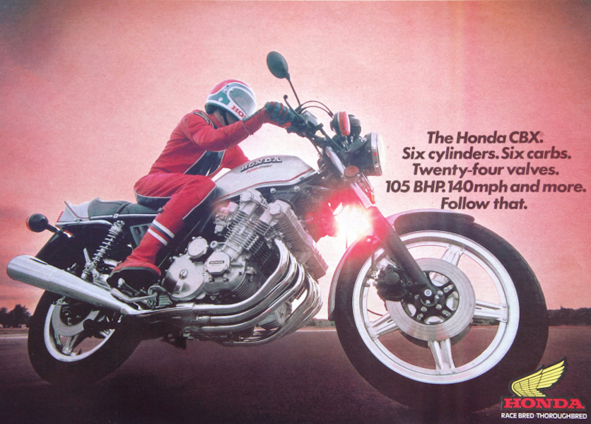 We review the evolution of motorcycle advertising